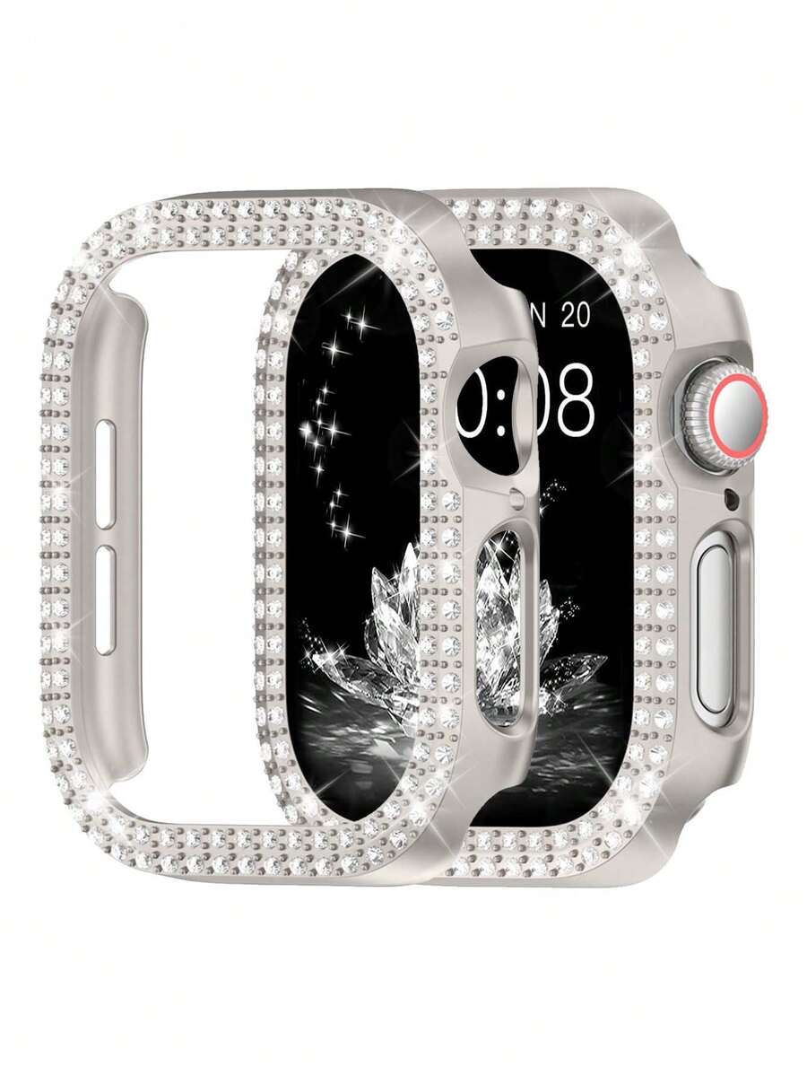 Huastonband 亮面水鑽裝飾星光色金銀玫瑰金黑色手錶保護殼蓋,相容於 Series Ultra 3 2 1/SE/S11/S10/S9/S8/S7/S6/S5/S4/S3/S2/S1,相容於 錶殼 38mm/40mm/41mm/42mm/44mm/45mm/46mm/49mm,智慧手錶配件 - 星光色 - 查看 1