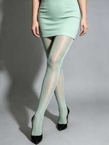1 Pair Women's Glossy Tights, Rare Mint Green, Fashionable, Perfectly Matches Modern Fashion Style - Multicolor - View 5
