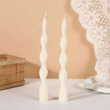 Christmas Red/Pink/Purple/White Spiral Taper Candles 10 Inch Twisted Candlesticks Unscented Ripple Tapered Candles Set For Dinner Table Party Wedding, 4 Pcs - Fine Lines - View 9