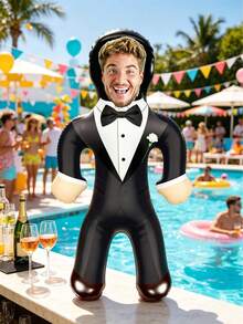 1pc Personalized Groom Inflatable Blow-Up Doll, Customize Your Face, Humorous Bachelorette Party, Bride Gift, Inflatable Man, Wedding Favor, Special Occasion - Multicolor - View 7