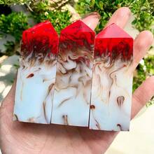 1pc Random Flame Agate Square Pillar, Crystal - Interior Decorative Stone, Crystal Array Combination, Mother's Day And Personal Collection. - Multicolor - View 6