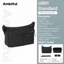 Ambitful UR01 可拆卸內層相機斜背包,多口袋尼龍肩背包,適用於單反無反相機鏡頭,日常旅行戶外攝影 - 查看 14