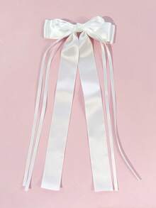 1pc Women's Smooth Satin Multi-Layer Long Ribbon Bow Hair Clip, Solid Color Versatile, Suitable For Daily Wear,Clips For Hair - Multicolor - View 4