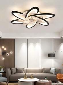 Flush Mount Ceiling Fan With LED Light, 3 Color Dimmable Low Profile Fan Ceiling Lamp, Quiet Adjustable Speed Non-Glaring Light For Bedroom, Living Room, Study - one-size - View 3