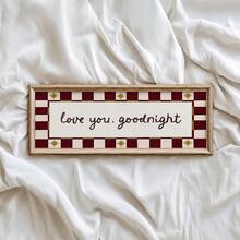 1pc Frameless "Love You, Goodnight!" Plaid Star Banner Canvas Wall Art - Hallway Door Decor, Apartment, Living Room, Dorm Room Fantasy Bedtime Quote Print, Modern Home Decor, Bedroom Room Decoration, Wall Print, Best Gift Choice - Cartoon - View 1