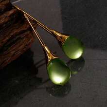 Minimalist Fashionable Multi-Color Water Drop Pendant Earrings, Exquisite Elegant Jewelry Accessories For Women, Holiday Gift - Green - View 16