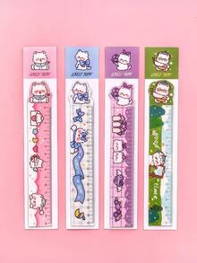 1 pieza/4 piezas/6 piezas/10 piezas Marcapáginas Magnético con Regla de Dibujo de Perro Westie de Dibujos Animados Lindo Regla Recta Papelería para Estudiantes - Multicolor - Ver 8