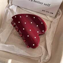 2入/1入 女款 11cm/4.33in PC材質 黃色直條紋波點 紅心波點 輕量塑膠髮爪夾 時尚百搭 高端優雅 極簡純色髮飾 適合日常出遊、休閒派對、通勤、度假、紮髮、盤髮、洗臉、沐浴、化妝、穿搭髮飾 - 彩色 - 查看 2