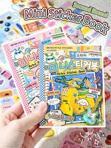 600+ Pieces 32 Sheets New American Retro Mini Sticker Book, Laser Cover, Pre-Cut, Scrapbook Collage Card DIY Decoration Sticker Material - Rectangle - View 6