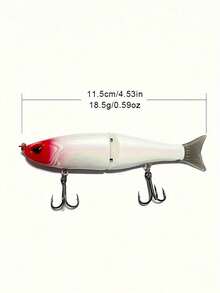GOTURE 1pc Realistic 2-Section Lure, Fishing Bait, Multi-Joint Plastic Hard Bait, Soft Tail 0.65oz Saltwater Fishing Lure - Multicolor - View 4
