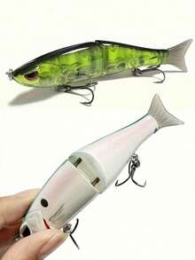 GOTURE 1pc Realistic 2-Section Lure, Fishing Bait, Multi-Joint Plastic Hard Bait, Soft Tail 0.65oz Saltwater Fishing Lure - Multicolor - View 3