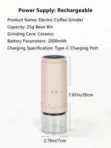 1pc Electric Coffee Grinder, Fully Automatic Coffee Bean Grinder, USB Rechargeable Digital Display Coffee Machine, Professional Ceramic Grinding Core, With 38-Level External Grinding Gear, Back To School Season Must-Have - Multicolor - View 10