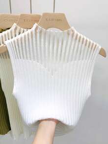 1pc Women's Black, White, Beige, Green Gray Mesh Hollow Out Mock Neck Dickey For Dress For Christmas Decor - Openwork Knit Collar - View 21