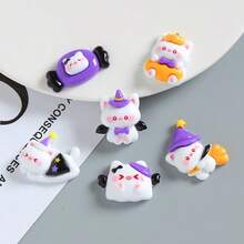 6/12pcs Halloween Witch Cat Fridge Magnets, Pumpkin Cat Fridge Stickers, Essential Kitchen Home Decor, Room And Office Desk Accessories, Cute Resin Cat Fridge Magnets, Halloween Gifts - Multicolor - View 5