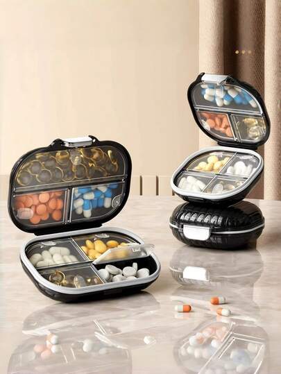 1/2 Pack 7-Compartment Large Capacity Pill Box, Airtight Vitamin Supplement Organizer, Home Travel Daily Pill Container