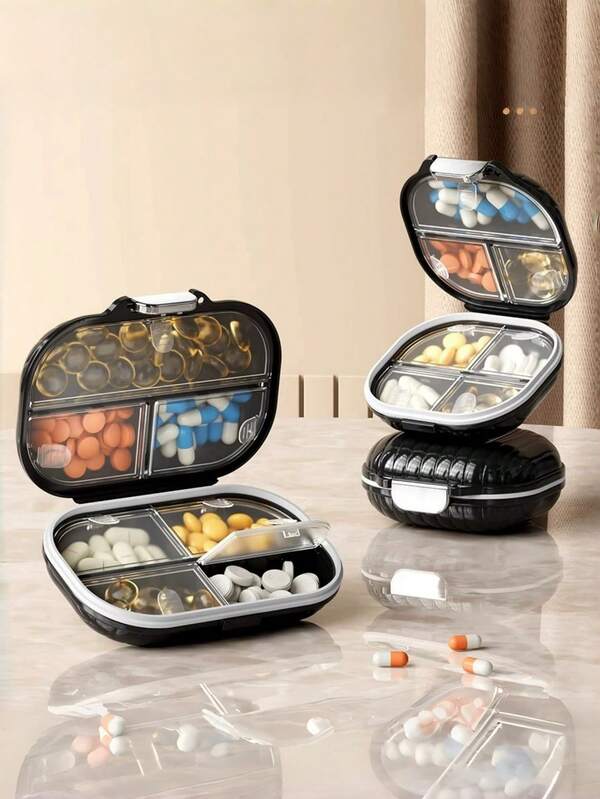1/2 Pack 7-Compartment Large Capacity Pill Box, Airtight Vitamin Supplement Organizer, Home Travel Daily Pill Container