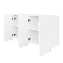 Sideboard, Teardrop-Shaped Sideboard With Molded Doors And Soft-Close Hinges - 白色 - 查看 11
