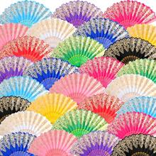 1/3/12 piezas D EXCEED Abanico de mano para fiesta de baile, abanico español para mujer, plegable con lentejuelas, para fiesta, boda, iglesia, festivales de música y carnaval - multicolor - Ver 14