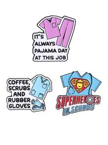Medical Humor Ceramic Pin, Mini Pajamas, Scrub Uniform, Toner, Rubber Gloves, Superhero Quotes, Daily Wear For Nurses And Doctors - Multicolor - View 10