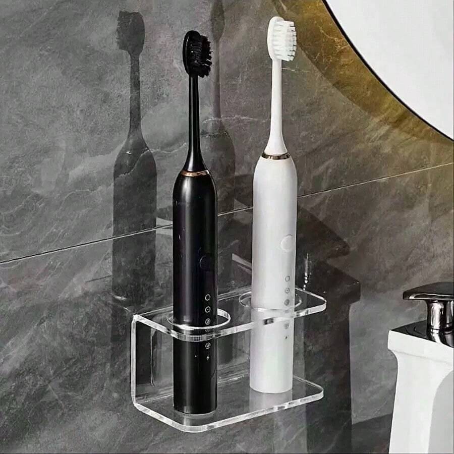 1 Transparent Acrylic Wall-Mounted Electric Toothbrush Storage Rack, No Need To Drill For Installation, Waterproof And Moisture-Proof, Bathroom Special Storage Device, Simple And Transparent, Space-Saving, Convenient To Store Electric Toothbrushes - Multicolor - View 1