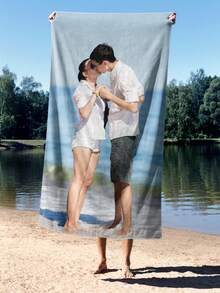1pc Customizable Photo Beach Towel – Soft, Highly Absorbent, Quick-Drying, 100% Polyester Microfiber Material, Summer Essential, Suitable For All Ages, Windproof And Sun-Protective, Ideal For Beach, Party, Travel, Camping And Other Activities, Perfect Holiday Gift - Multicolor - View 2
