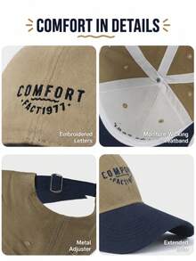 1pc Unisex Dual-Tone Baseball Cap, COMPORT FACT1911 Embroidered Dad Hat, Vintage Curved Brim, Adjustable Breathable, Suitable For Spring, Autumn, Summer Streetwear - A - View 8
