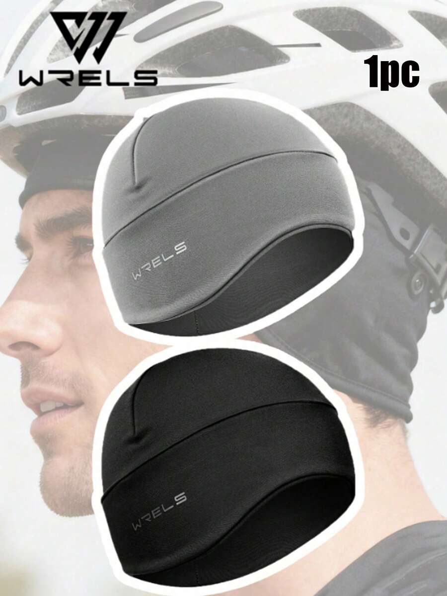 WRELS 1件秋冬防風護耳單車帽，純色保暖針織帽，頭盔內襯帽，防風保暖單車帽