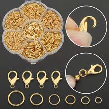 800pcs/Box Includes 12mm Lobster Clasps And Various Sizes Jump Rings, Suitable For Handmade Braided DIY Jewelry Accessories, Jewelry Clasps, Open Jump Rings, Bracelets, Necklaces, Anklets, Bag Charms, Keychains, Beaded Connecting Rings, Jewelry Making Materials, DIY Jewelry Making Parts - 50 Lobster Clips + 750 Multi-size Jump Rings - View 1