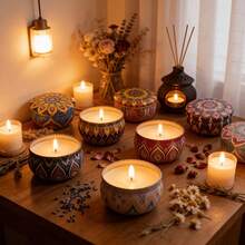 16pcs Random Mandala Pattern Empty Candle Tins, 2.5oz Portable Metal Candle Tins With Lids, DIY Candle Making Containers, Travel Storage Tins, Suitable For Storing Candles, Spices, Small Crafts And More - Mandala Pattern - View 3