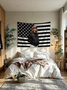 Personalized American Flag Wall Tapestry, Customizable Photo, Patriotic Wall Decor, Independence Day And Bachelor Party Decoration, Bedroom Tapestry Gift - Multicolor - View 7