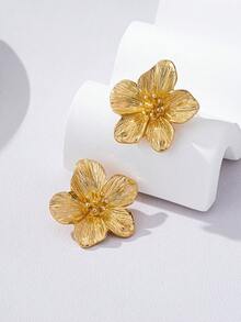 1 Pair Popular Versatile Vintage Floral Elegant Stud Earrings - Golden - View 3