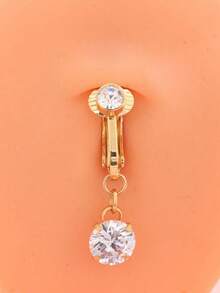 1pc Circular Navel Ring, No Piercing Navel Piercing Jewelry, Beach & Resort Accessory - Gold - View 2