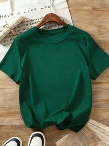" - 100% Cotton, Comfortable 220g Heavyweight Fabric, Unisex Crew Neck T-Shirt For Men And Women, Casual Streetwear, Perfect Graduation Gift For Family And Friends. - 綠色 - 查看 2