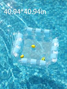 Transparent Glitter Mesh Inflatable Water Hammock Floating Bed, Adult Square Pool Lounge Chair, Inflatable Floating Bed For Beach, Pool And Water Activities - 彩色 - 查看 13