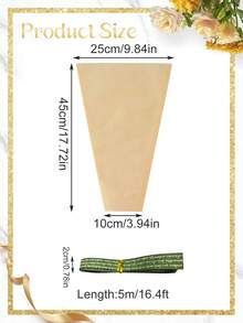 50/25/10入 花束包裝紙附綠色緞帶，牛皮紙花束套袋，棕色花卉包裝袋大包裝，適用於情人節、母親節、畢業典禮、婚禮、週年慶，花卉包裝用品 - 多色 - 查看 4
