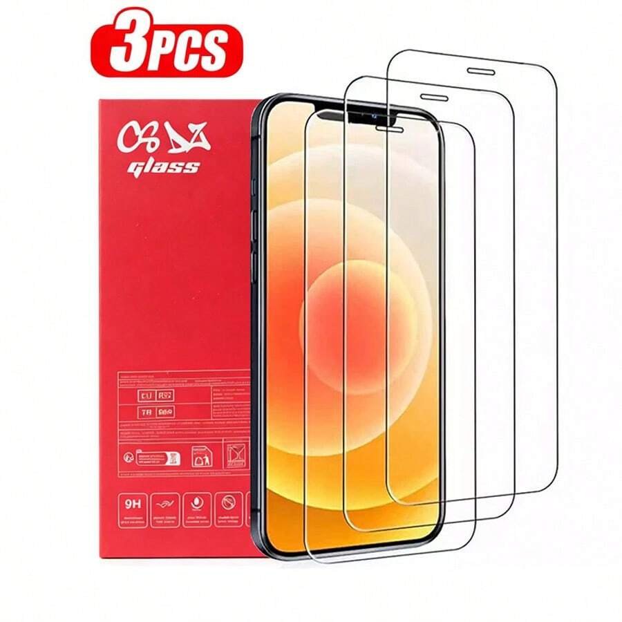 CSDZ 3 Packs Compatible With IPhone 17 17pro 17promax 16 16plus 16pro 16promax 15plus 14promax 13 12mimi 11pro, High Definition Transparent Full Coverage Protective Film, Waterproof And Scratch Resistant, 9H Hardness, Glass Material, Easy To Install, Screen Protector Compatible With IPhone 13, Screen Protector Compatible With IPhone, [International Version, Non Local Version]