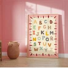 1pc Frameless Cute ABC Alphabet Kids Wall Art Print, Montessori Educational Poster For Nursery Playroom, Back To School, Funky Posters, Bedroom Dorm Decor, Vintage Room Essentials - Cartoon - View 2