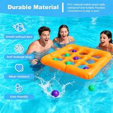 Land And Pool Tic-Tac-Toe Creative Interactive 3x3 Grid Ring Toss Inflatable Water Throwing Toy, Stress Relief Gadget, Made Of Durable PVC Material, Ensures And Long-Lasting Use Whether Playing In The Pool Or Backyard, Compact And Portable, Suitable For Land And Pool Play - Multicolor - View 6