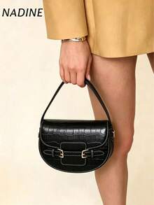 Niche Design Saddle Bag For Women, New Fashion Handbag, Shoulder Bag, Crossbody Bag - Black - View 2