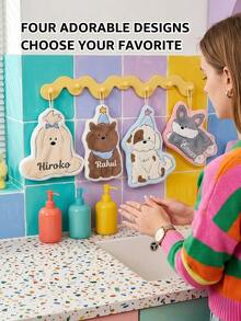 1pc Aesthetic Cartoon Hand Towel - Playful Embroidered Animal Details - Absorbent Quick-Dry Fabric, Dreamy Bathroom Decor - Heartwarming Housewarming & Holiday Gift, Brighten Beautiful Moments - Multicolor - View 7