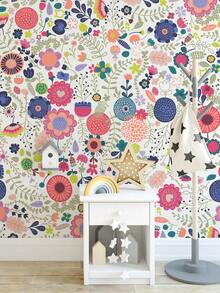 ihomeli Colorful Floral Bohemian Style Flower Self-Adhesive Wallpaper Spring Summer Blooming Flower Self-Adhesive Removable Wallpaper Home Decor Wall Hanging - Multicolor - View 4