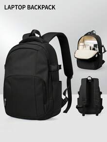 Minimalist Fashion Student Backpack, Solid Color Large Capacity Laptop Bag, Fits 14-15.6 Inch Laptop, Multifunctional Bag, Business, For Men - Multicolor - View 14