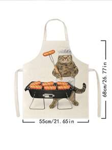 1 pieza, Delantal de poliéster con estampado de gatitos, pandas y hámsters lindos, perfecto para cocinar, hornear y jardinería – ideal para usar en la cocina y el comedor. - Multicolor - Ver 11