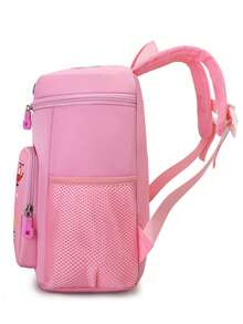 Mochila nueva para estudiantes, diseño con patrón de dinosaurio lindo, ligera y sencilla, adecuada para la escuela o viajes - Rosa - Ver 4
