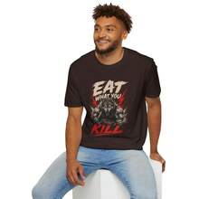 Eat What You Kill Wolf Graphic T-Shirt |   Fierce Wolf Illustration - Black - View 2