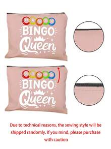 "Bingo" Buchstaben-Muster Reise-Kulturbeutel, Cartoon Spaß Multifunktionale Segeltuchtasche, Ladegerät Aufbewahrungstasche, Reise-Make-up Essential Tasche: Damen Reise-Essential Tasche, Unisex Reißverschluss Tasche, Kosmetik, Make-up und leichte Reise-Essentials, perfekt für Teenager, Geburtstag und Reise-Accessoires, Feiertagsgeschenk, Muttertagsgeschenk - Verschiedenfarbig - Übersicht 7