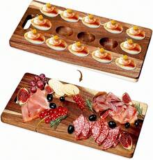 Acacia Wood Deviled Egg Platter,15-24 Holes Deviled Egg Tray.Round Deviled Egg Holder For Deviled Eggs.Charcuterie Board Easter Deviled Egg Carrier For Kitchen Countertops - View 14