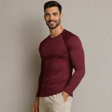 Camisa Térmica Segunda Pele Masculina UV50+ – Proteção Solar, Treino e Praia - Vinho - Visão 8