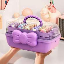 1pc Fashionable Cosmetics Storage Box, Bow Tie Multi-Layer Storage Box, Handheld Desktop Storage Container, Made Of Sturdy Plastic. Make It An Ideal Storage Organizer For Jewelry, Hair Accessories, And Cosmetics - Multicolor - View 12