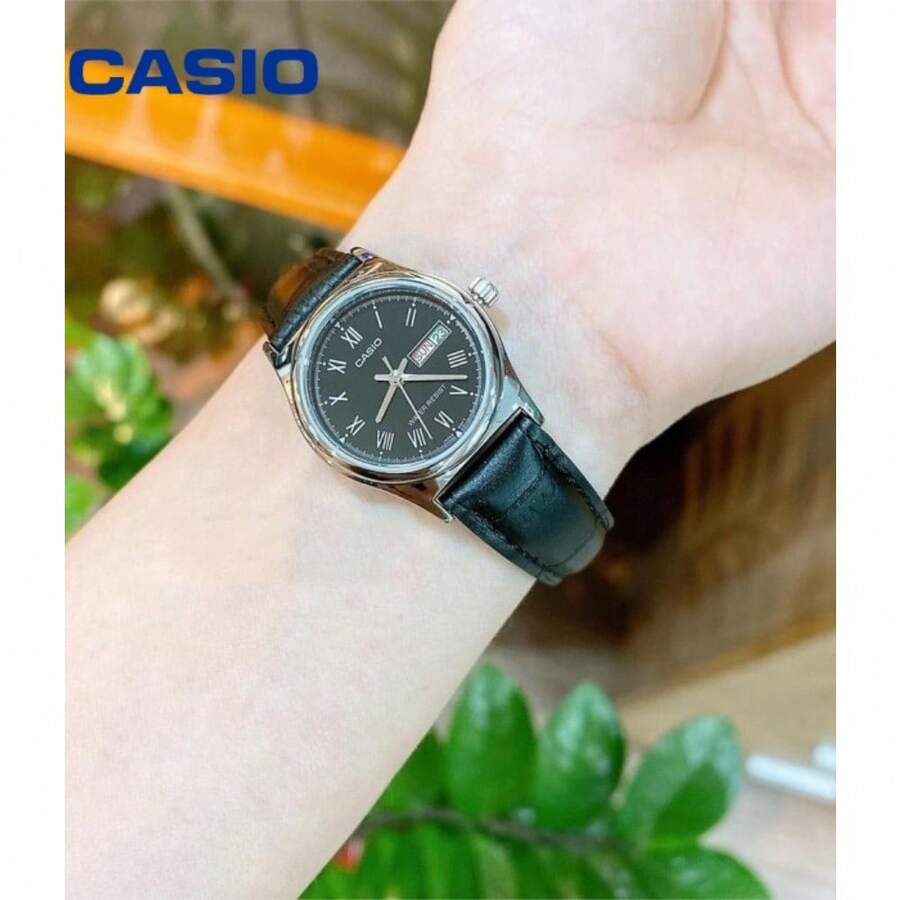 Casio Vintage Roman Small Dial Black Leather Women Watch Dual Calendar Waterproof Casual Office Student Quartz Watch - one-size - View 1